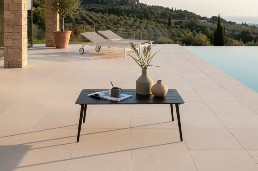 Garten Couchtisch Rhodos - Aus schwarzem Aluminium