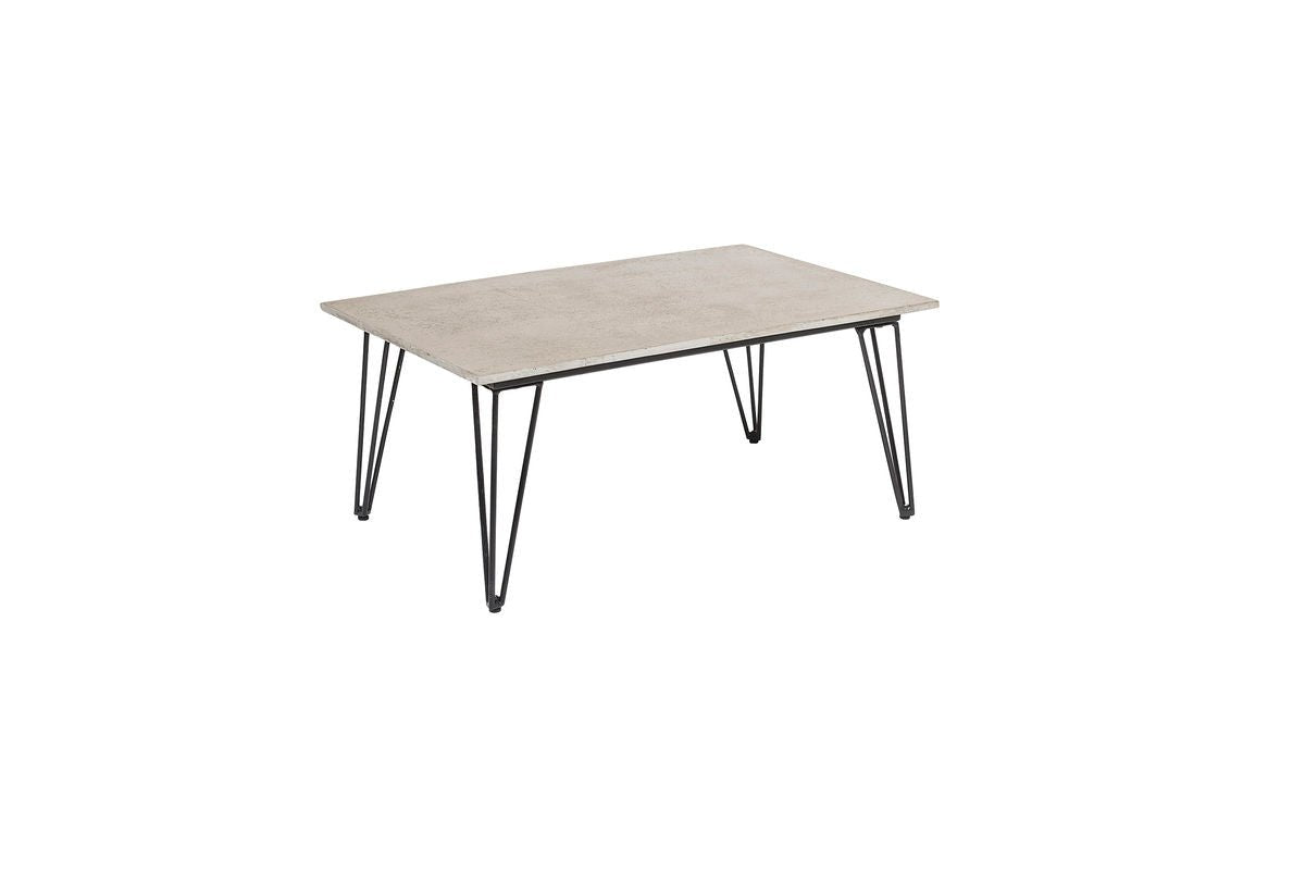 Garten-Couchtisch Sovar – Fibercement in Grau mit Metallgestell