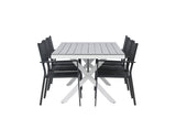 Garten Essgruppe Amaro – 7-teiliges Gartenmöbel-Set in Schwarz Weiß