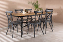 Garten Essgruppe Jamie – 7-teiliges Gartenmöbel-Set mit schwarzen Stühlen