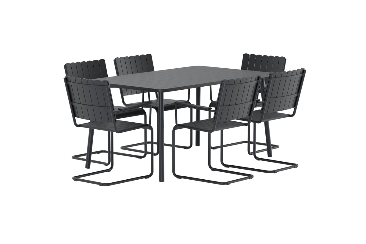 Garten Essgruppe Moraya – 7-teiliges Set aus Stahl/Polywood in 2 Farben