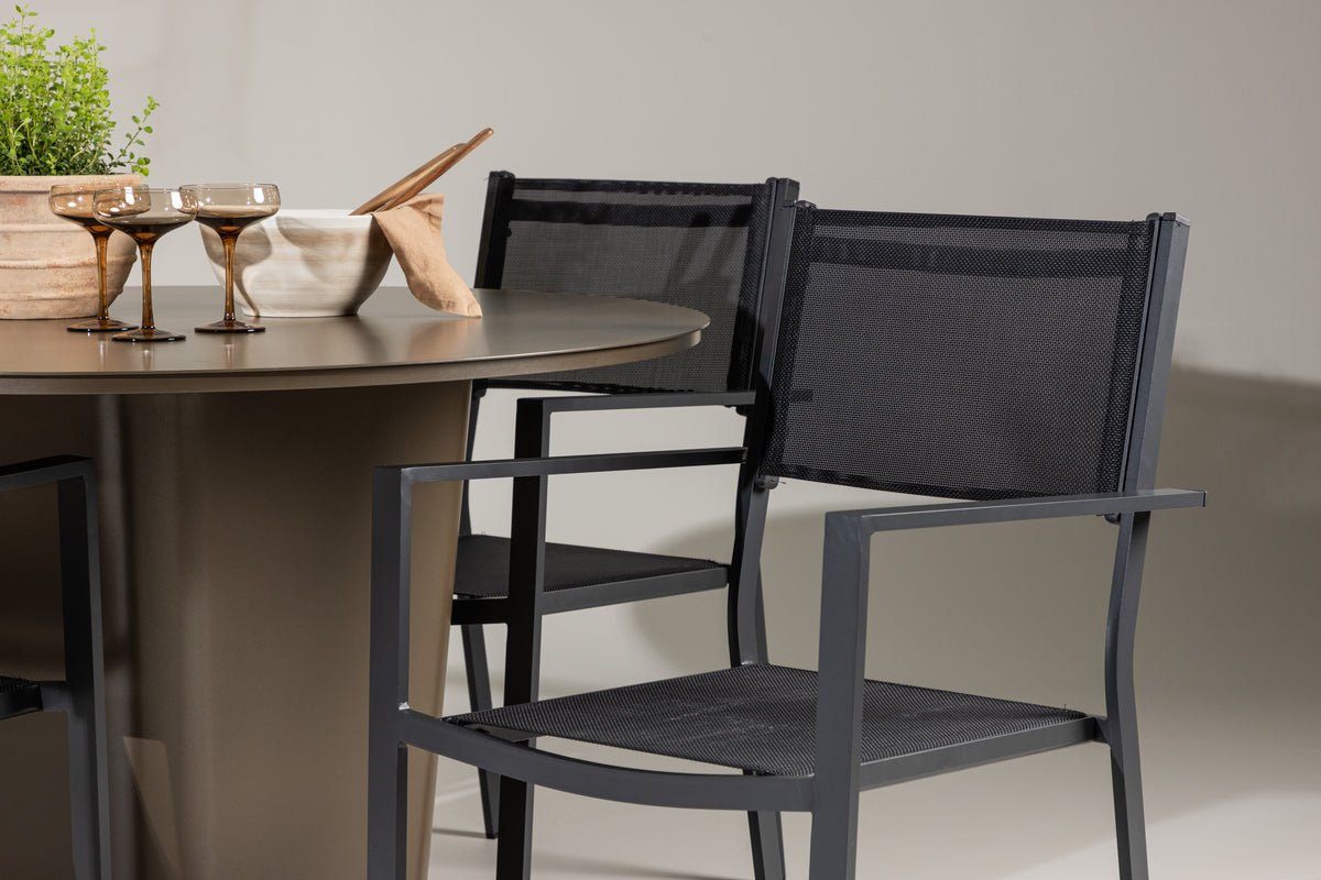 Garten Essgruppe Nordic – 5-teiliges Gartenmöbel-Set mit braunem Tisch aus Aluminium