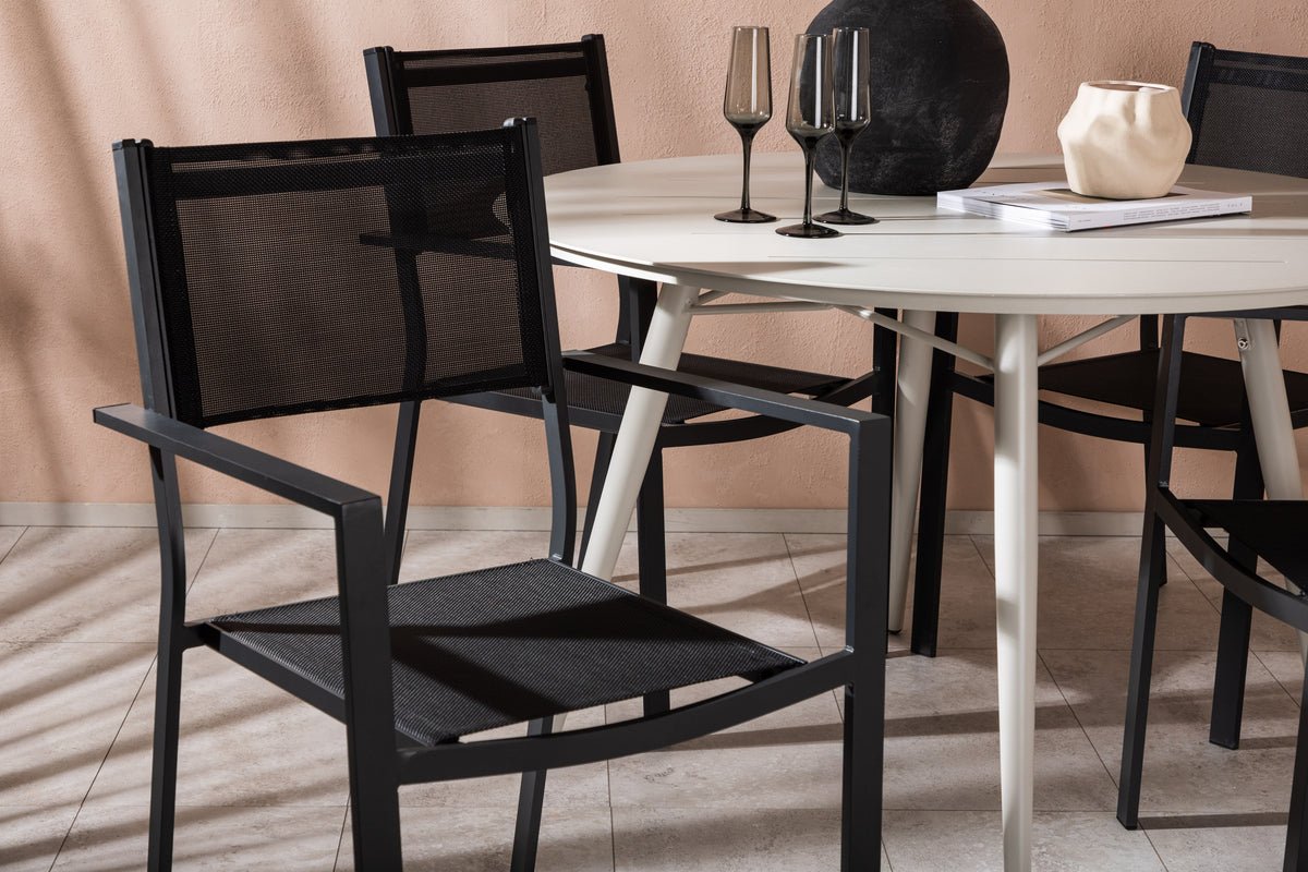 Garten Essgruppe Orlena – 5-teiliges Set in Beige/Schwarz