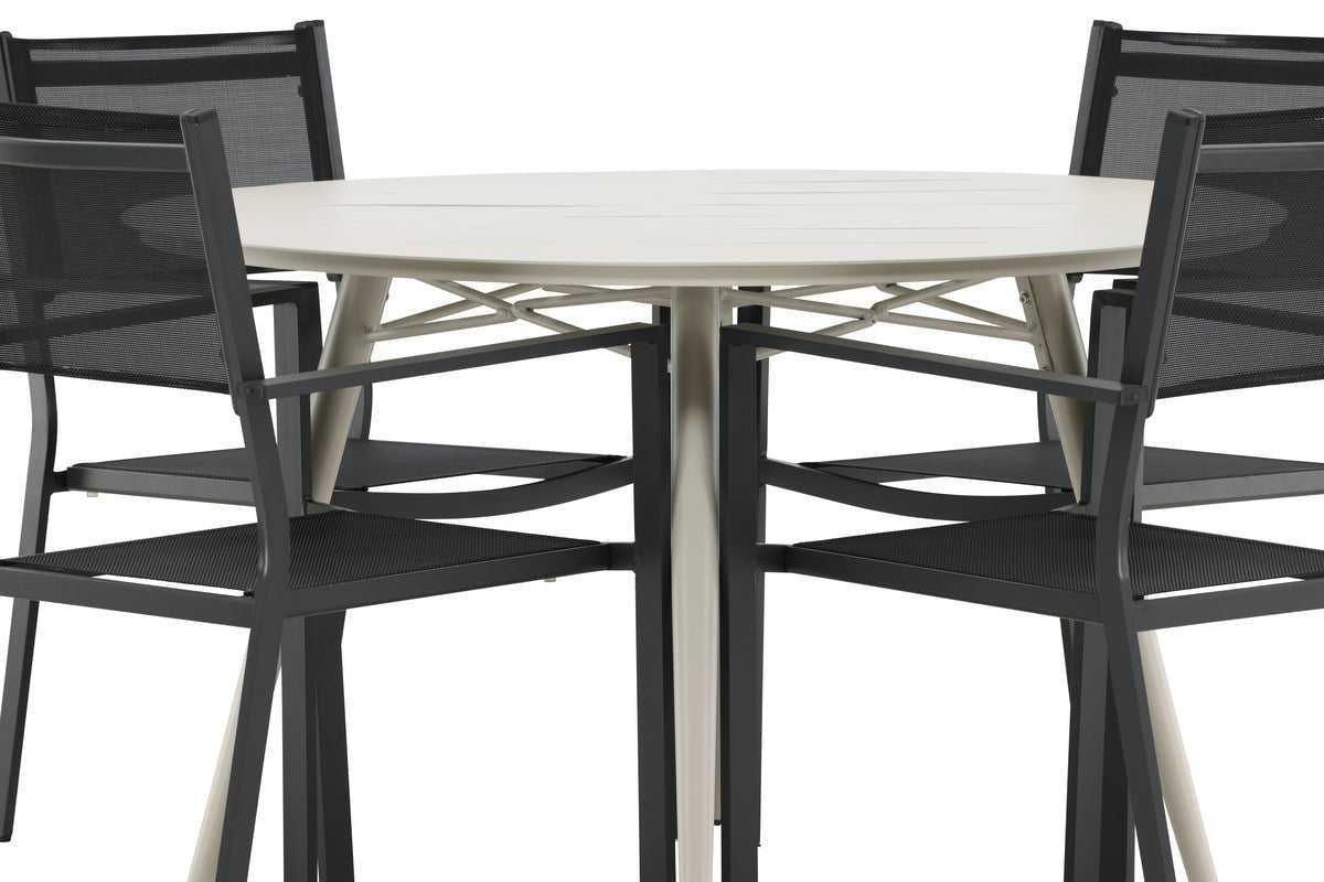 Garten Essgruppe Orlena – 5-teiliges Set in Beige/Schwarz