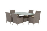 Garten Essgruppe Vireta – 7-teiliges Set aus synthetischem Rattan