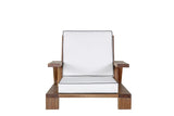 Garten-Loungesessel Daria - aus Akazienholz mit weißen Kissen