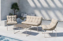 Garten Loungeset Alisa – 4-teilig mit Glastisch & beigen Sitzkissen