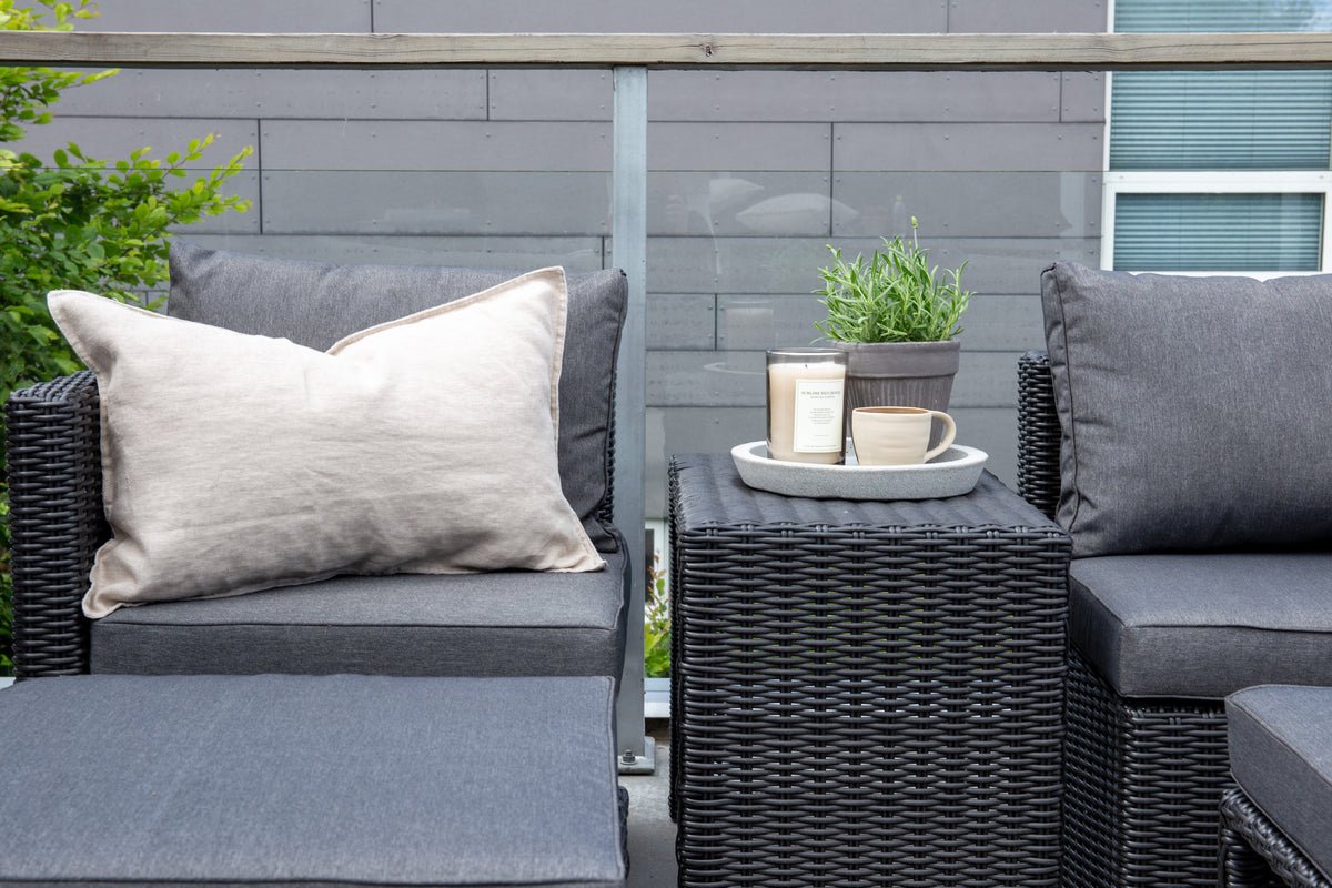 Garten Loungeset Dakar - aus schwarzem Kunstfaser-Rattan