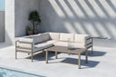 Garten Loungeset Elvira – Ecksofa mit Couchtisch und beigen Kissen