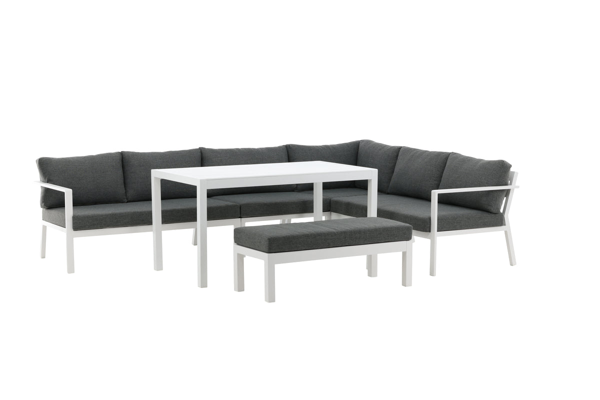 Garten Loungeset Jule – 4-teiliges Set mit grauen Kissen