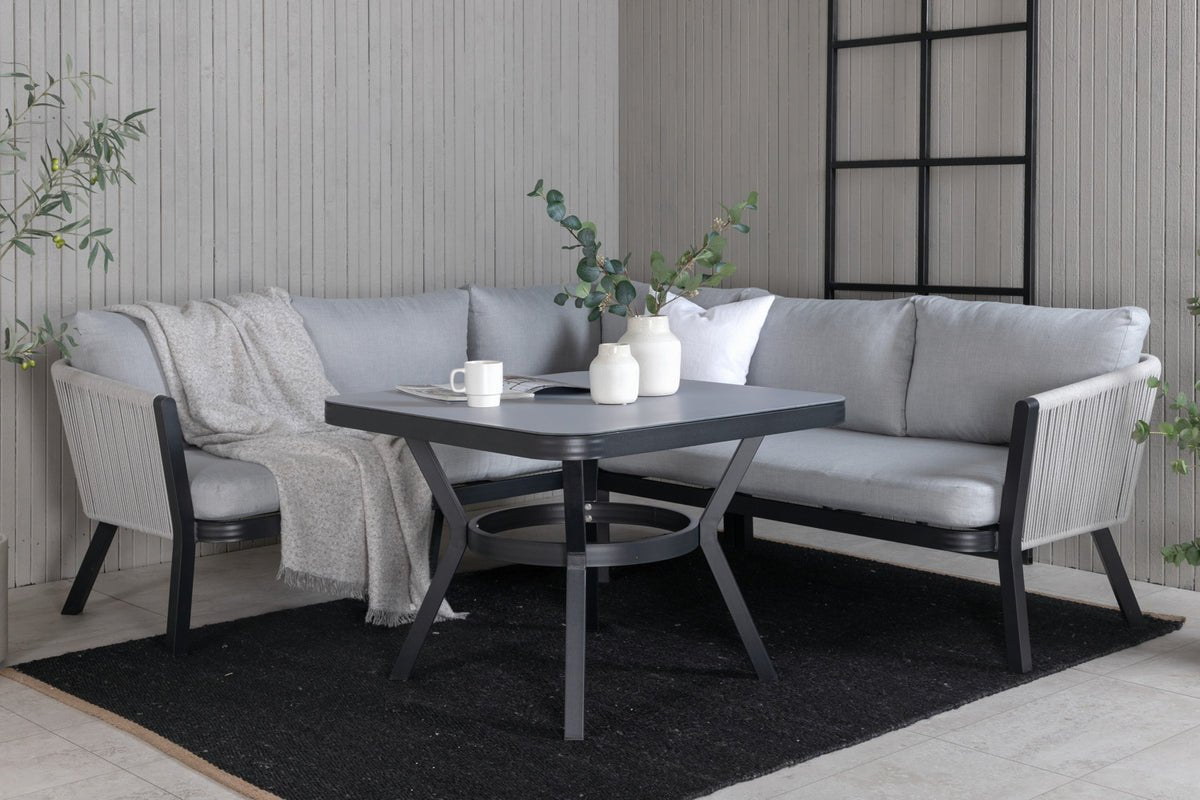 Garten Loungeset Lindsay - Wahlweise in Schwarz/Grau oder Weiß/Grau