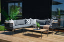 Garten Loungeset Luana – in Weiß & Schwarz mit Teak-Tisch & Polstern