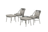 Garten Loungeset Mavero – 5 teiliges Set mit Stühlen und Hockern aus Stahl
