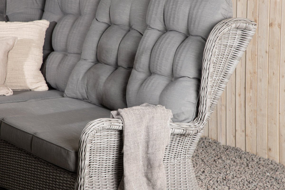 Garten Loungeset Samui – aus Aluminium & Polyrattan mit Glas-Couchtisch