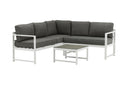 Garten Loungeset Tamara – in Grau mit Glasplatte für Terrasse & Balkon