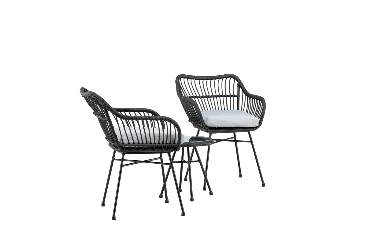 Garten-Sitzgruppe Aora - aus schwarzem Naturrattan