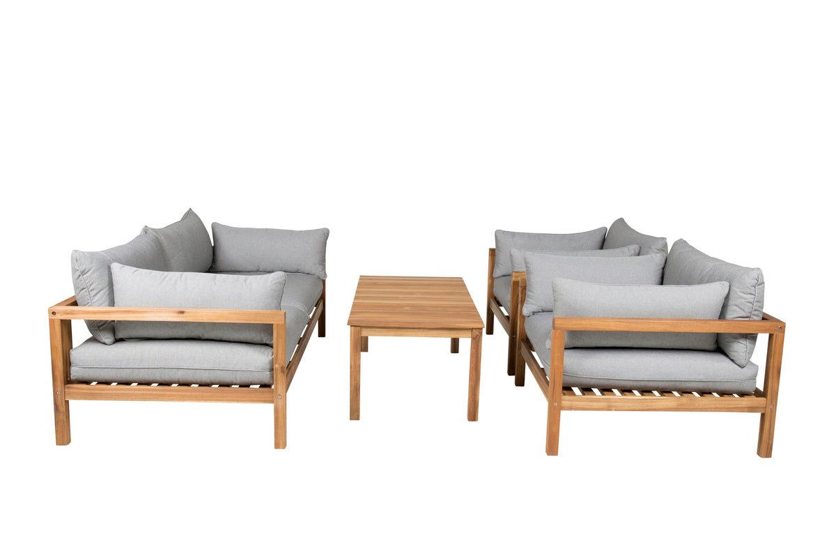 Garten Zweisitzer-Sofa Marly - aus Akazie/Polyester in Natur/Grau
