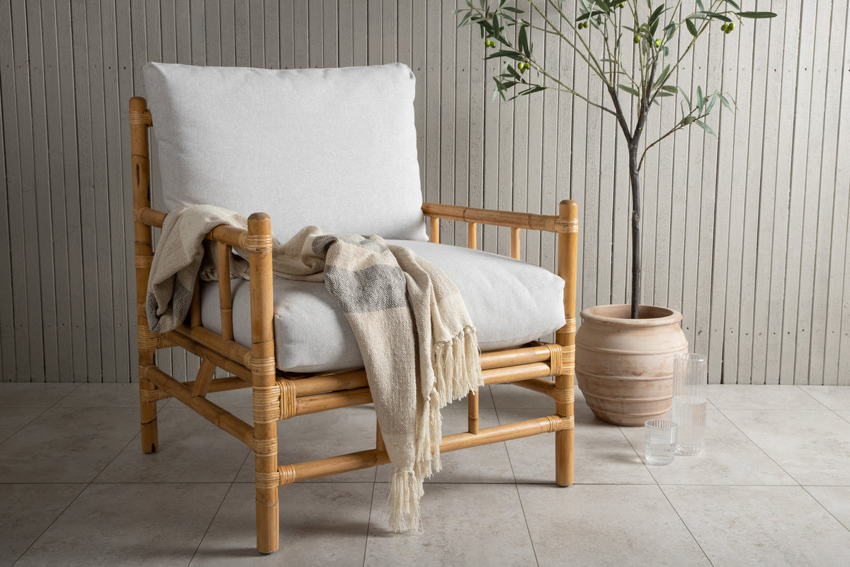 Gartenstuhl Conny - aus Rattan in Naturoptik inkl. Kissen