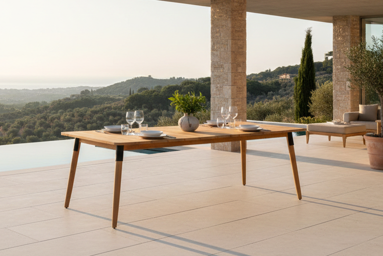 Garden table Ziwa - a rectangular dining table made of acacia wood