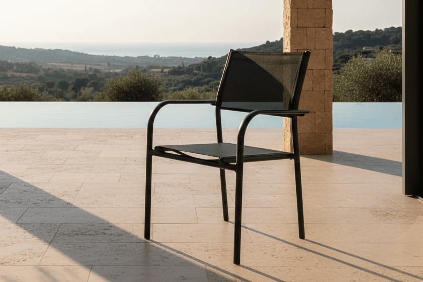 2-piece Set Garden Chair Ira - Elegant Black Look Made of Aluminum