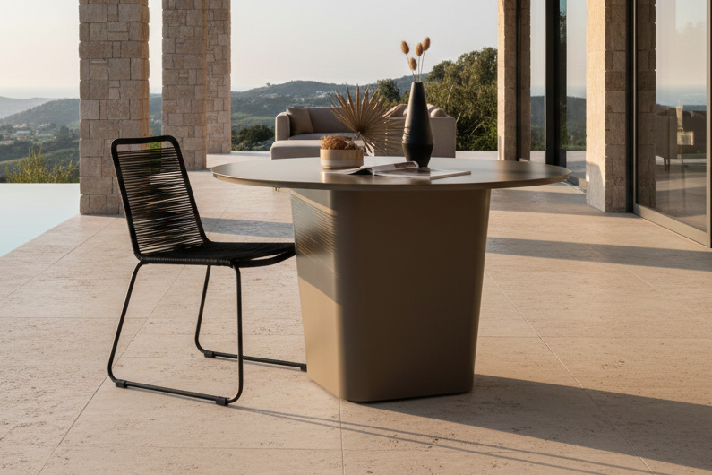 Garden Dining Table Calma - Ø 120cm made of brown aluminum