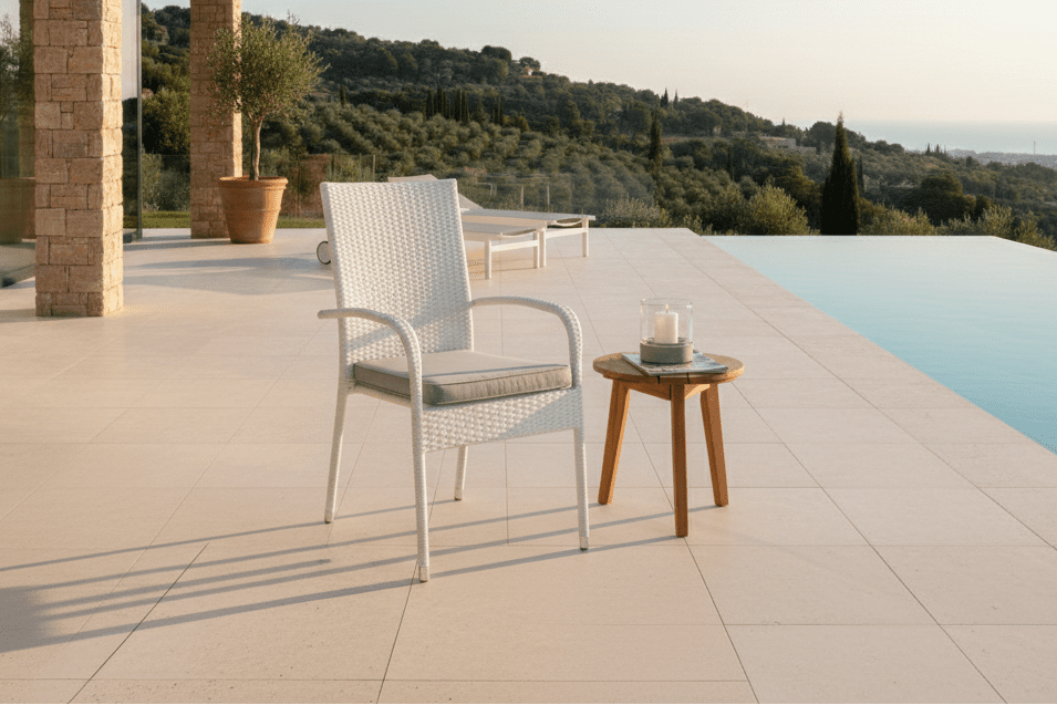 2-piece Set - Garden Chair Alwa - a white chair made of rattan