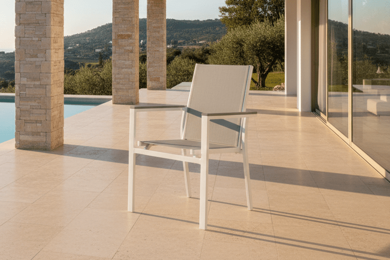2-piece Set Garden Chair Ina - a white-gray chair made of aluminum and Textilene
