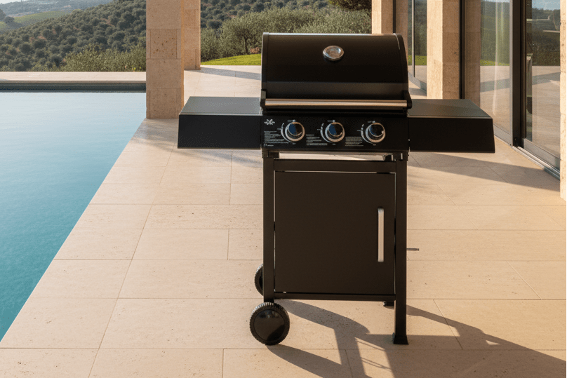 Gas Grill BarbecuePro XL – 3-Burner Grill Cart with Warming Rack