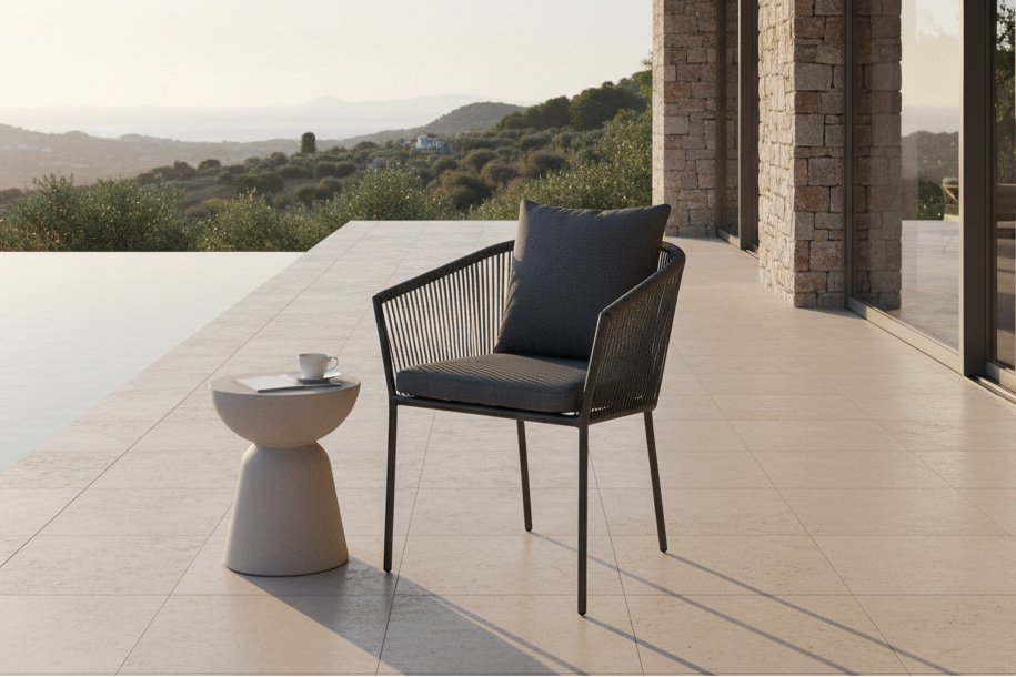 Set of 4 - Tavira Garden Chair Black/Gray