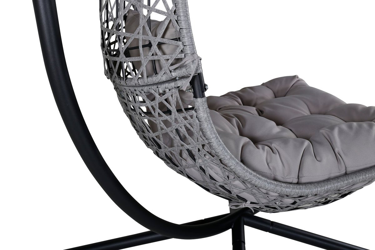 Hängesessel Brittany - aus Rattan/Metall in Schwarz, Grau