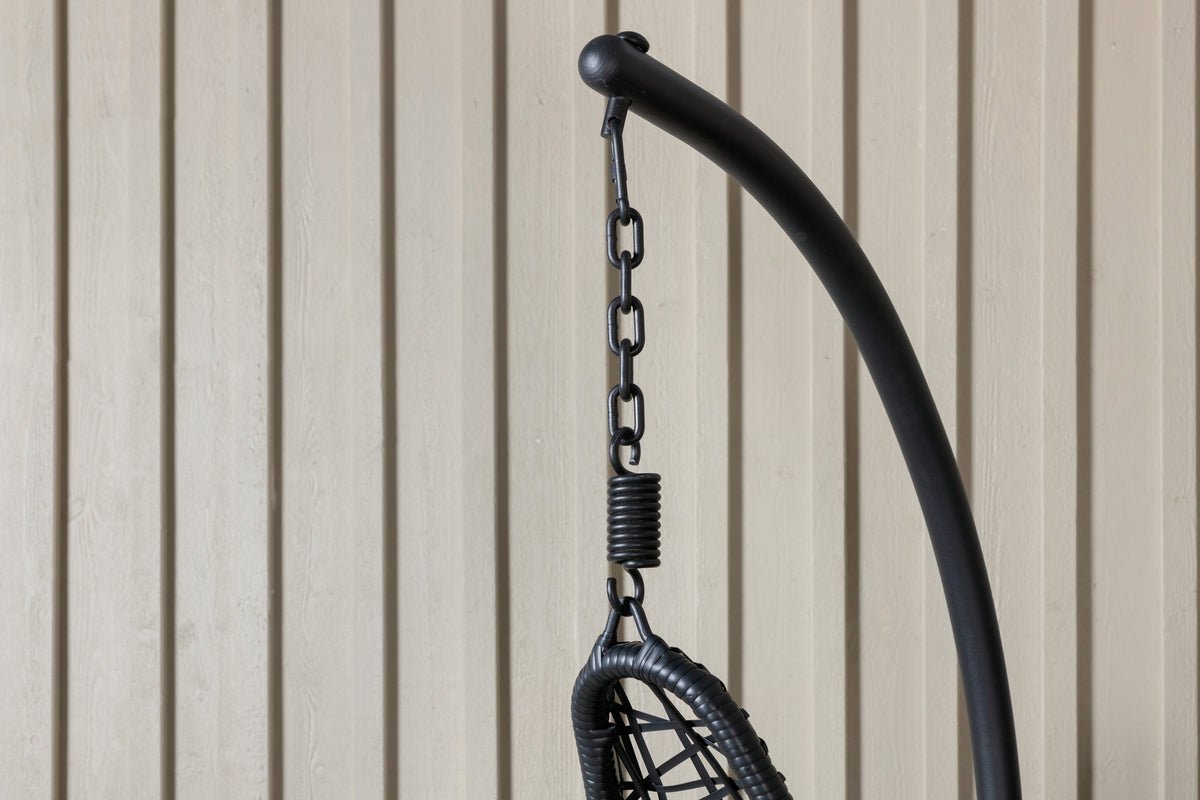 Hängesessel Brittany - aus Rattan/Metall in Schwarz, Grau