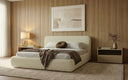 Designer Polsterbett Arosa in Bouclé mit Stauraum