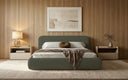 Designer Polsterbett Arosa in Bouclé mit Stauraum