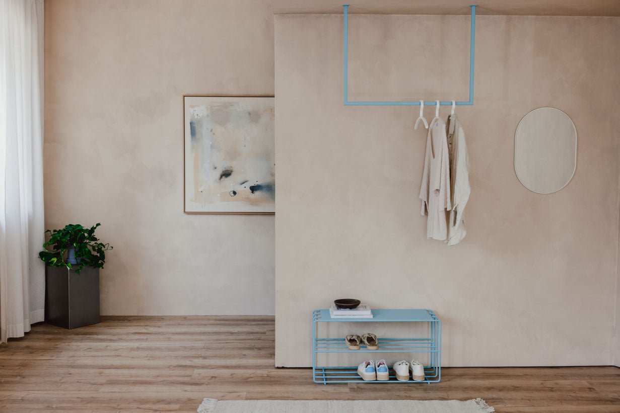 Shoe rack Neva – metal shelf with loft flair in many colors