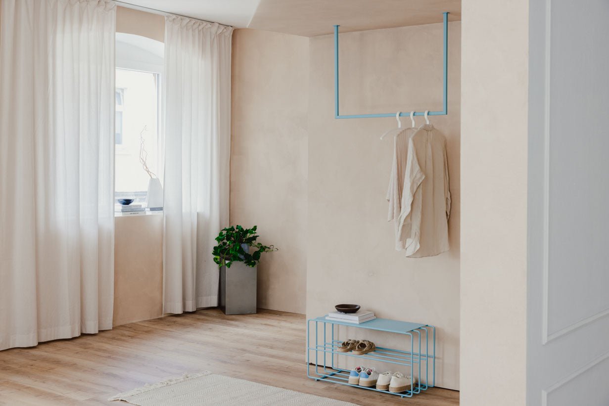 Shoe rack Neva – metal shelf with loft flair in many colors