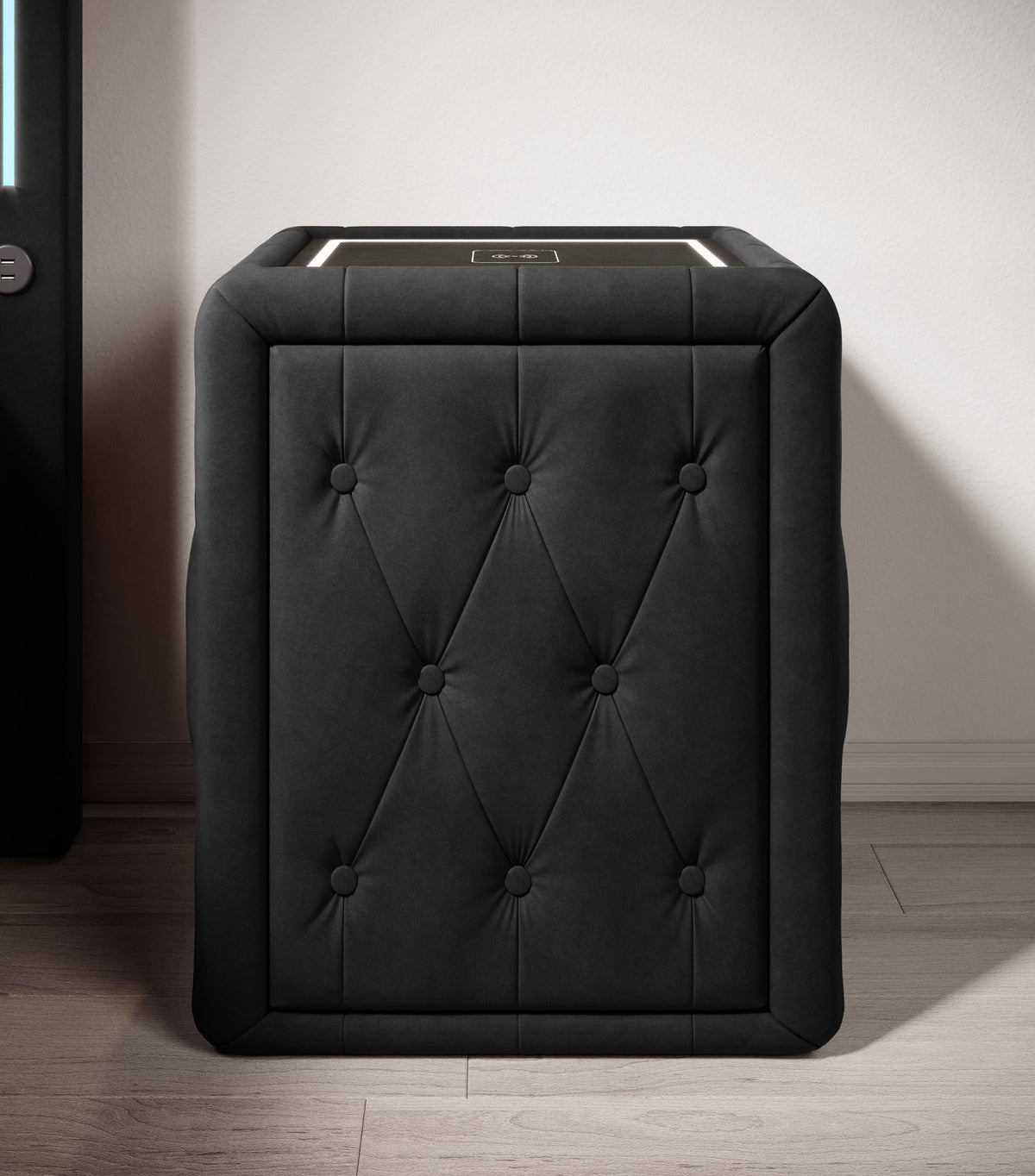 Josy Nachttisch Samt Schwarz front