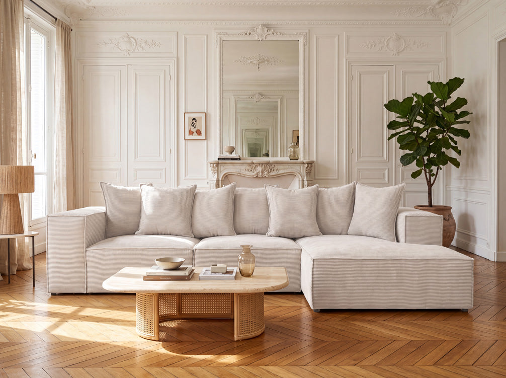 Designer Sofa Largo L in Corduroy