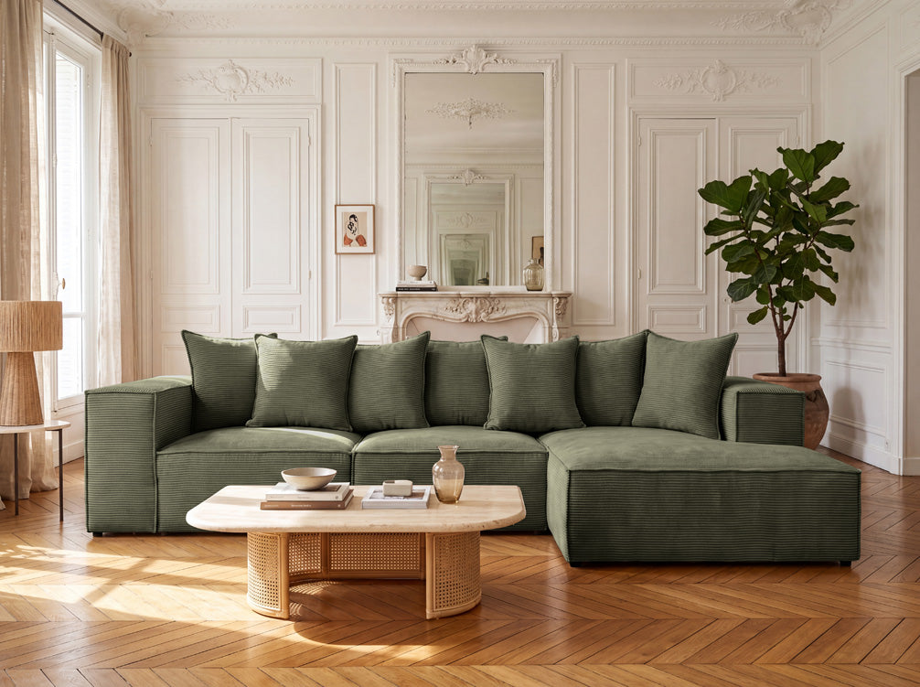 Designer Sofa Largo L in Corduroy