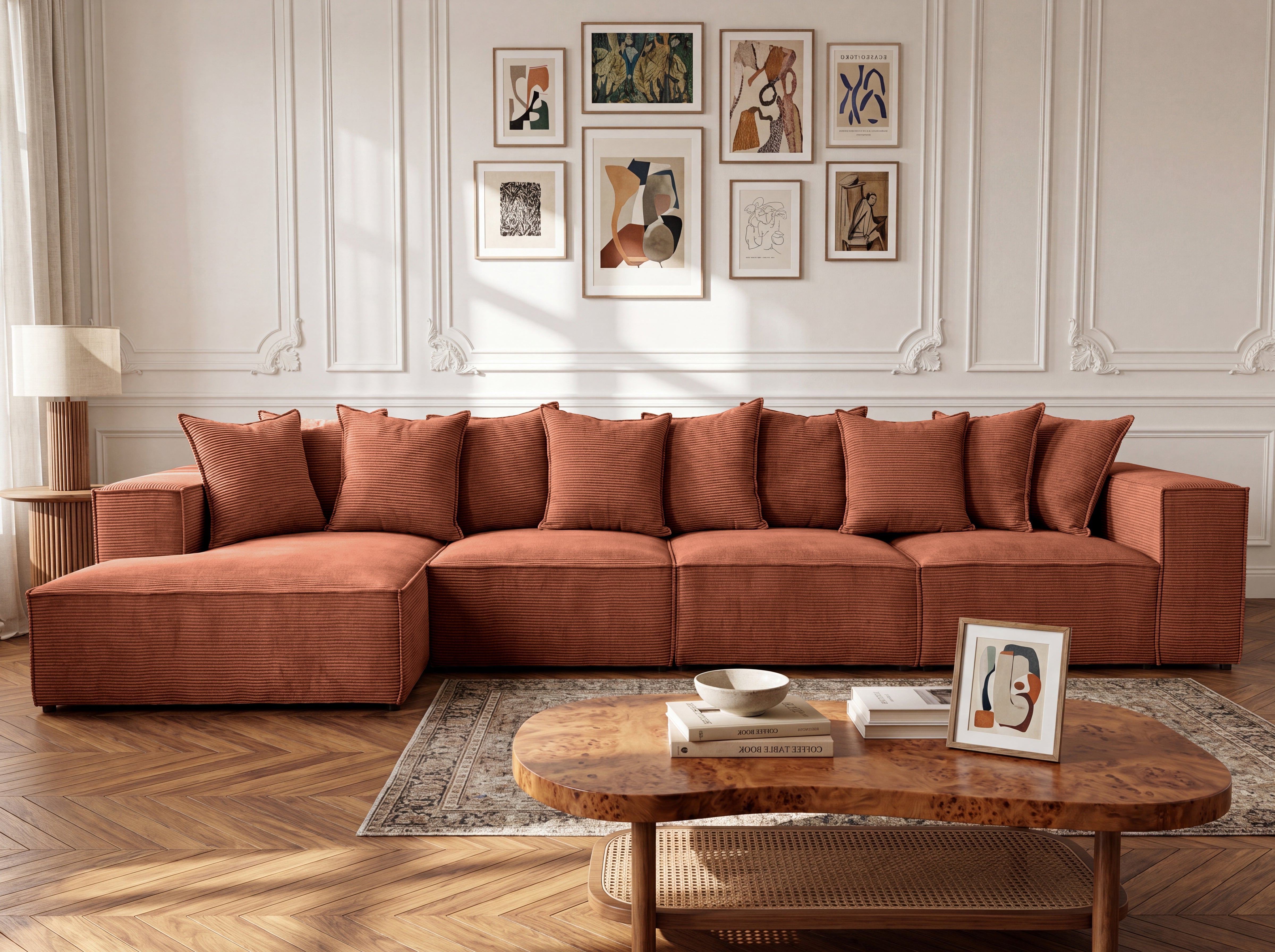 Designer Sofa Largo L Maxi in Corduroy