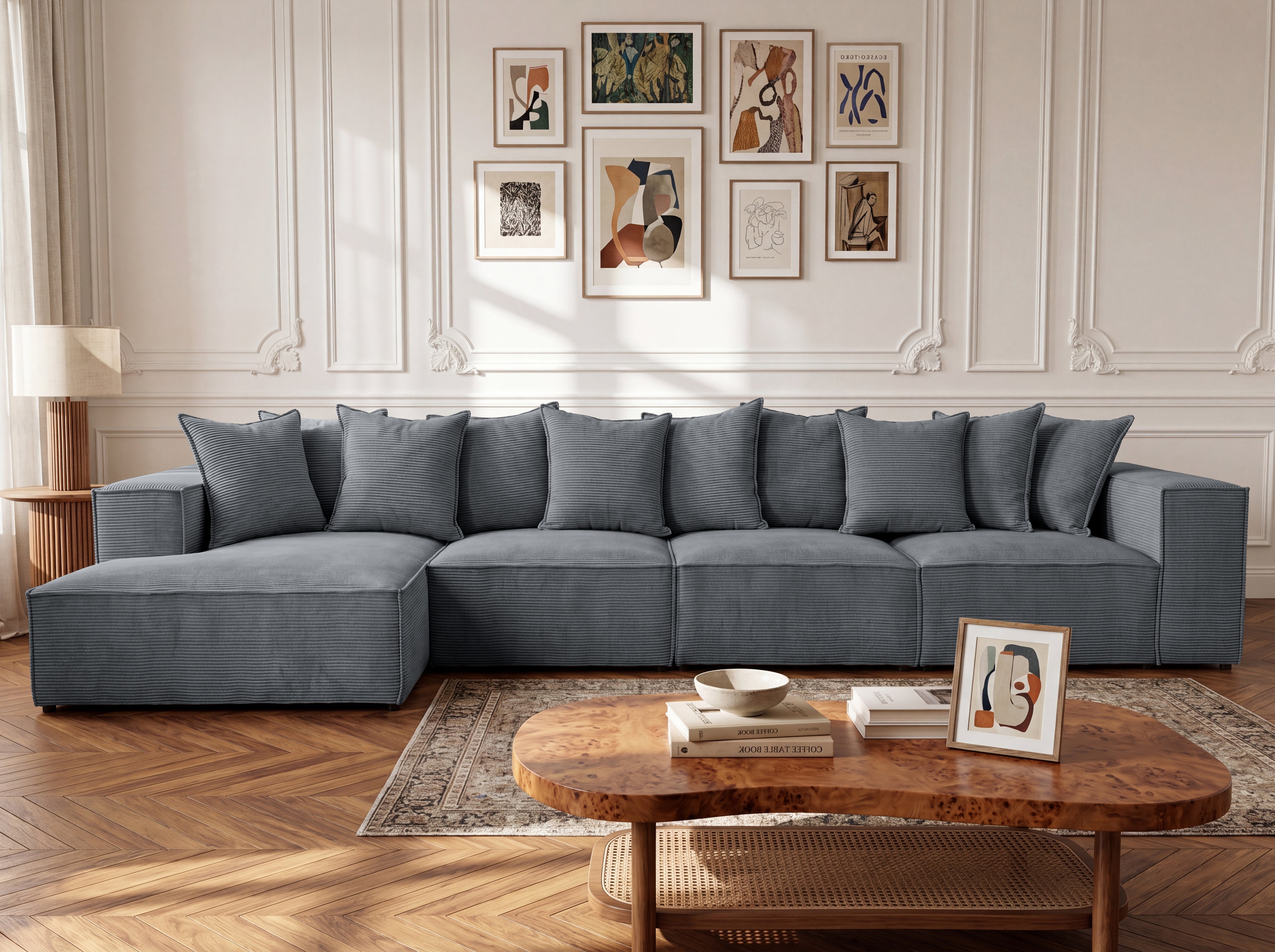 Designer Sofa Largo L Maxi in Corduroy
