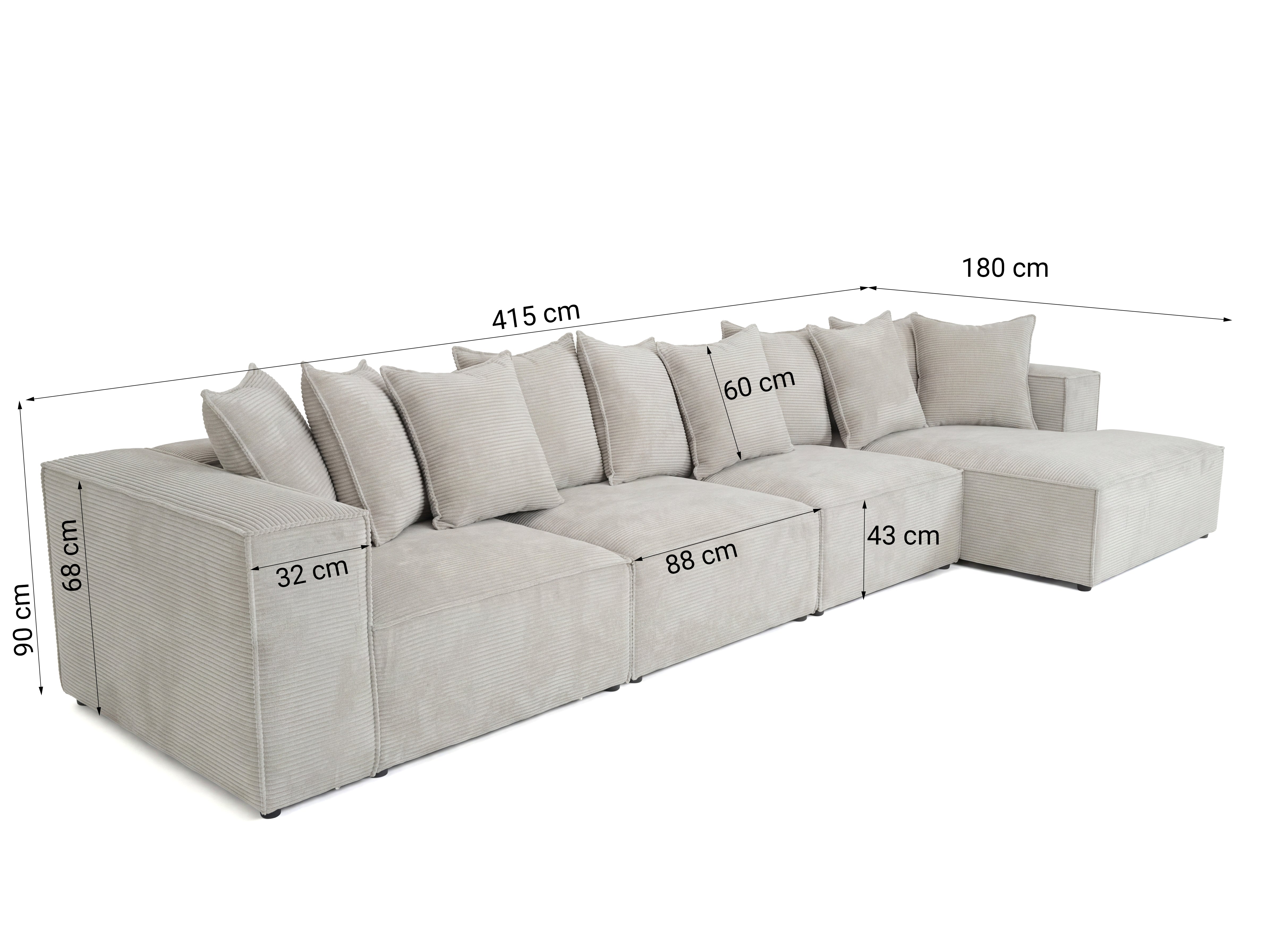 Designer Sofa Largo L Maxi in Corduroy