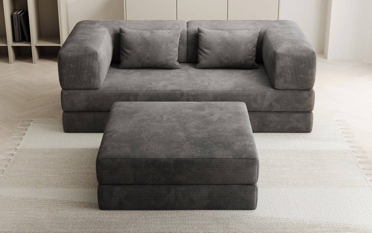 Lazy Spar-Set: 3-seater + stool in Corduroy