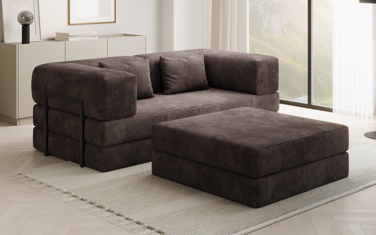 Lazy Spar-Set: 3-seater + stool in Corduroy