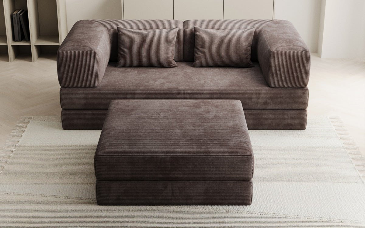 Lazy Spar-Set: 3-seater + stool in Corduroy
