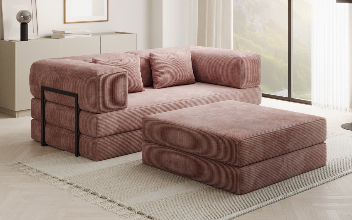 Lazy Spar-Set: 3-seater + stool in Corduroy
