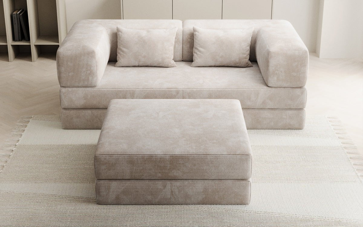 Lazy Spar-Set: 3-seater + stool in Corduroy