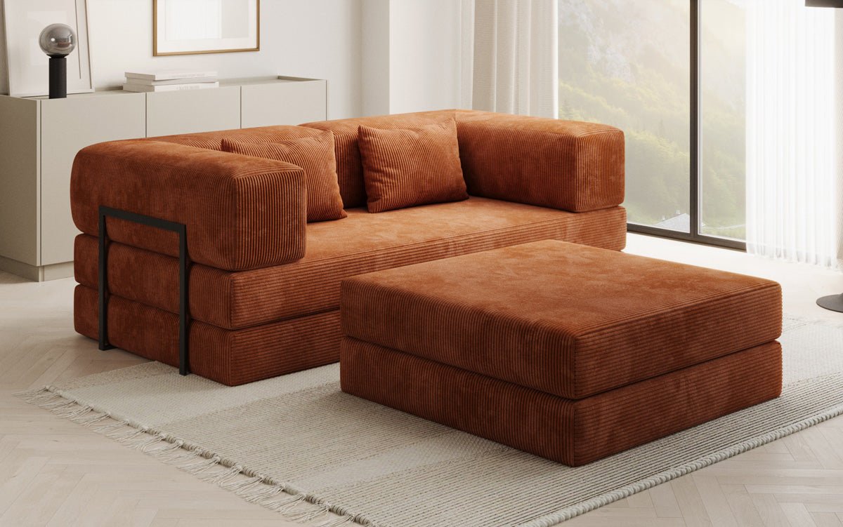 Lazy Spar-Set: 3-seater + stool in Corduroy