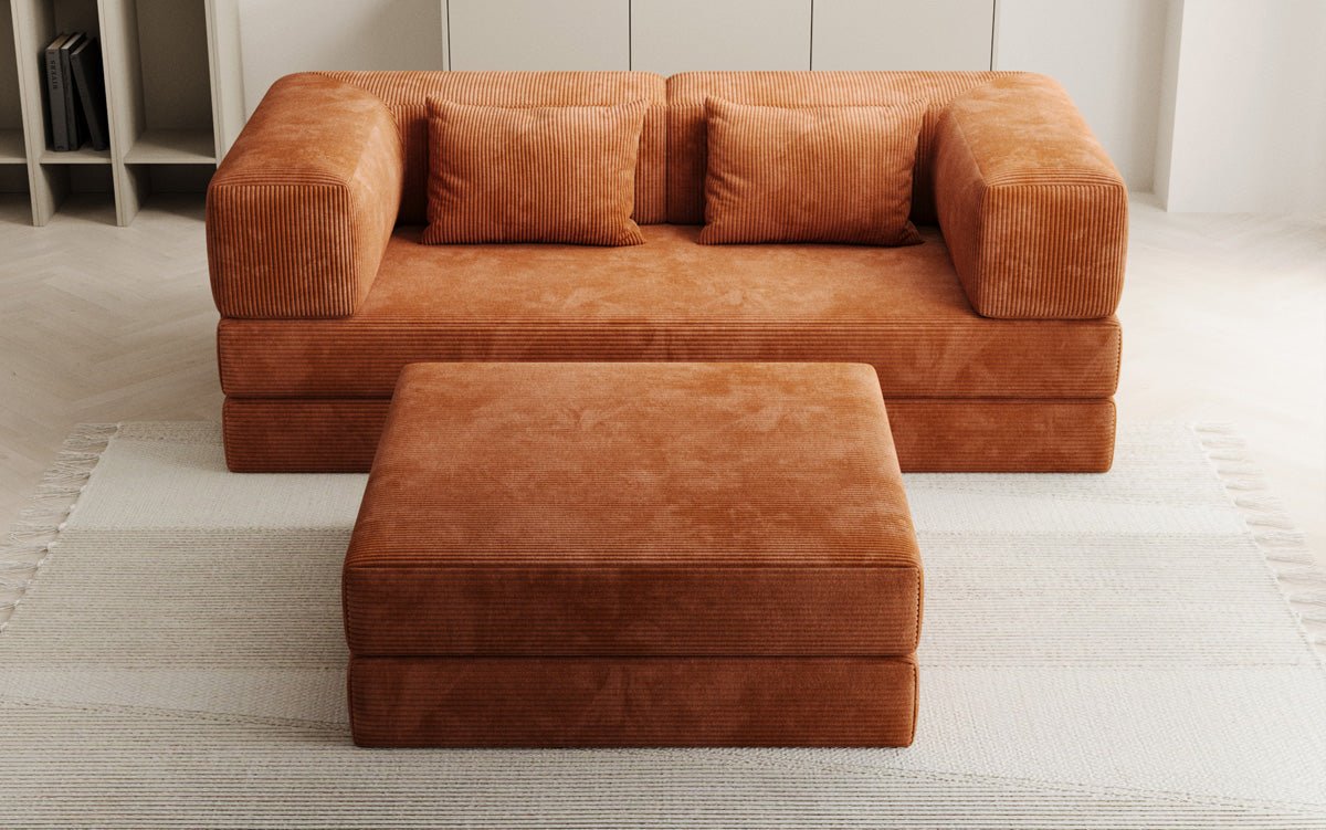 Lazy Spar-Set: 3-seater + stool in Corduroy