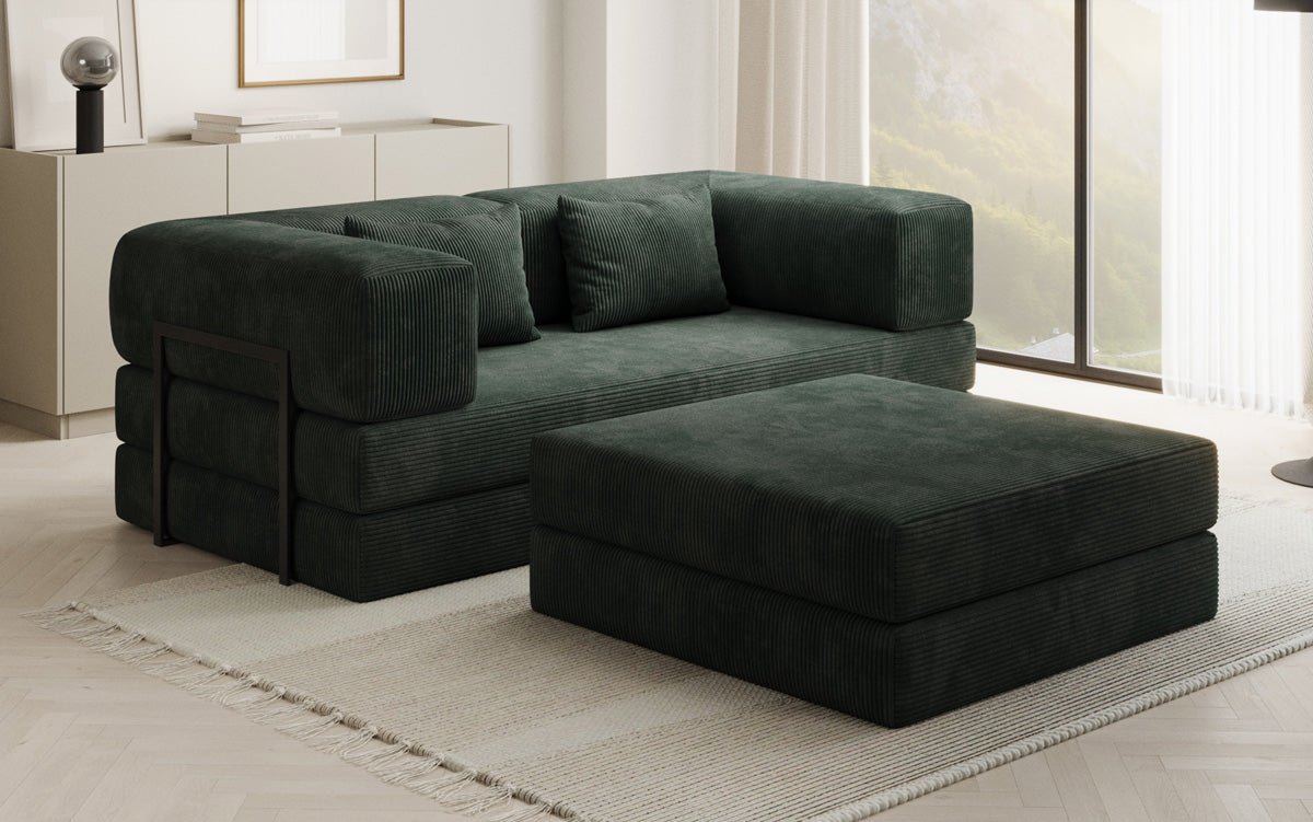 Lazy Spar-Set: 3-seater + stool in Corduroy