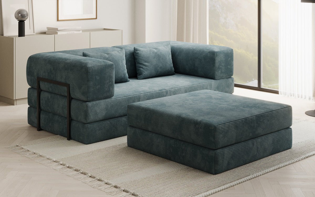Lazy Spar-Set: 3-seater + stool in Corduroy